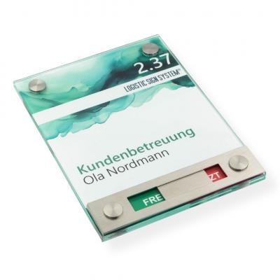 Tuerschild VITRUM Frei Belegt Rot Grün aus Glas 130 170 mm